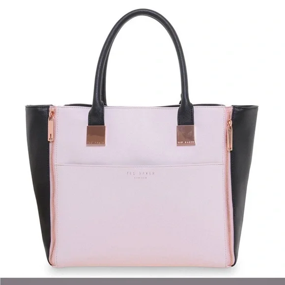 Ted Baker Crosshatch Leyah Shopper Tote bag Pink & Black - Picture 5 of 17